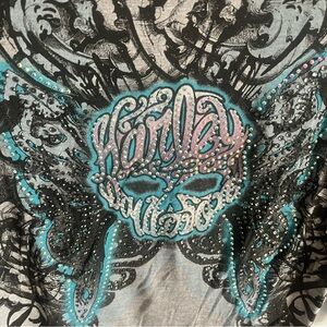 Harley-Davidson Black and Blue Graphic Blouse NWT. XL